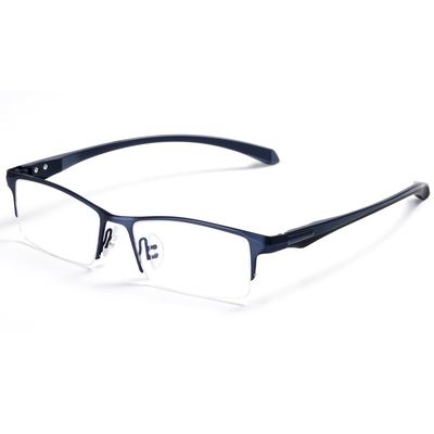 ZanyLen Blue Light Blocking Glasses for Men Semi Rimless Rectangular Computer Glasses Anti Glare UV Gaming Eyeglasses(Trendy Blue Metal Eyeglasses)