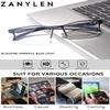 ZanyLen Blue Light Blocking Glasses for Men Semi Rimless Rectangular Computer Glasses Anti Glare UV Gaming Eyeglasses(Trendy Blue Metal Eyeglasses) view 4