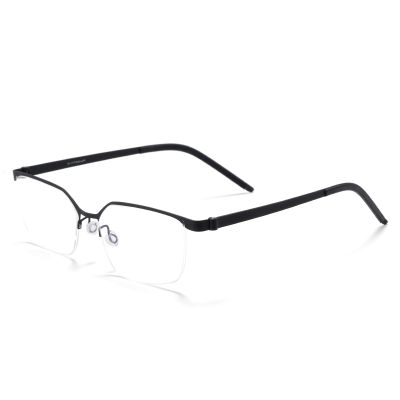 ZanyLen Superlight Titanium Blue Light Blocking Glasses Stylish Semi-rimless Rectangle Computer Gaming Eyeglasses (Black) 1