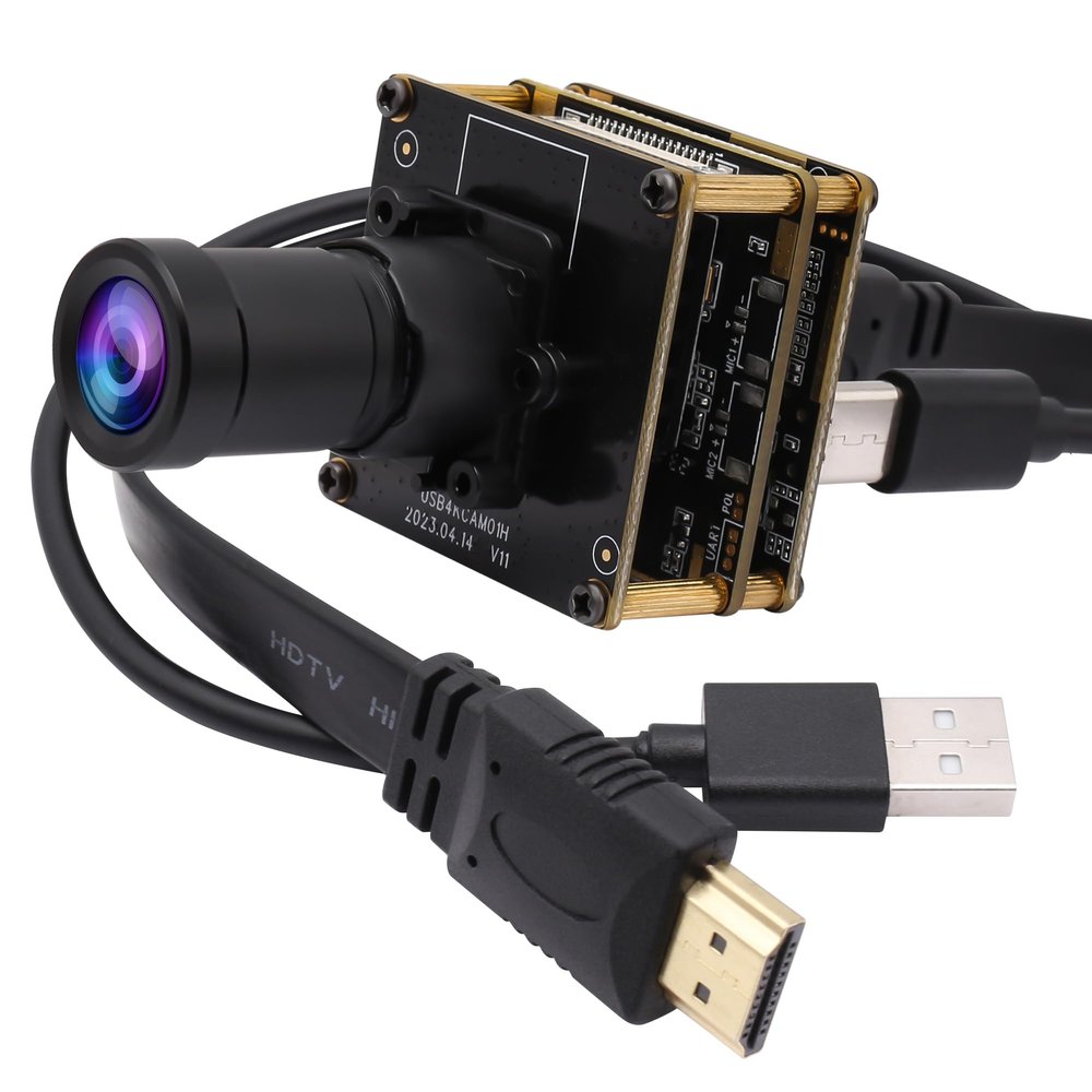 ELP 4K USB HDMI Camera Module Night Vision PC Camera for Computer Monitor with Simultaneous 2X Digital Zoom and 8mp Resolution, Ideal for Security and Laser Engraver Applications