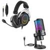 FIFINE Gaming USB Microphone and Over-Ear Headset Wired, PC Computer Mic with 4 Polar Patterns for Podcast Streaming Conference YouTube, Gamer Headset with 3.5mm Audio Jack, for Xbox(A8Plus+H3) view 1