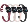 Tobfit Slim Silicone Bands Compatible with Fitbit Versa 4 / Fitbit Sense 2 & Fitbit Versa 3 / Fitbit Sense, Sport Straps Replacement Wristbands for Women Men (Black/Wine Red/Pink Sand/Starlight) view 1