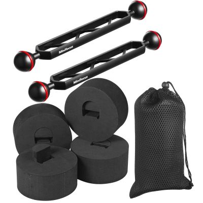MINIFOCUS 4PCS Underwater Camera Buoyancy Kits & 8" Double Ball Aluminum Alloy Extension Arm