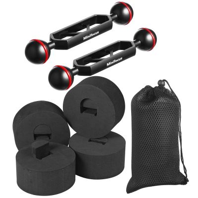 MINIFOCUS 4PCS Underwater Camera Buoyancy Kits & 5" Double Ball Aluminum Alloy Extension Arm