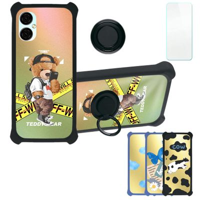 Aroepurt BLU G53 Case Compatible with BLU G53 Phone Case Cover [with Tempered Glass Screen Protector][Hard PC + Soft Silicone][Ring Support] [Golden Reflect Light] DJH-PZX