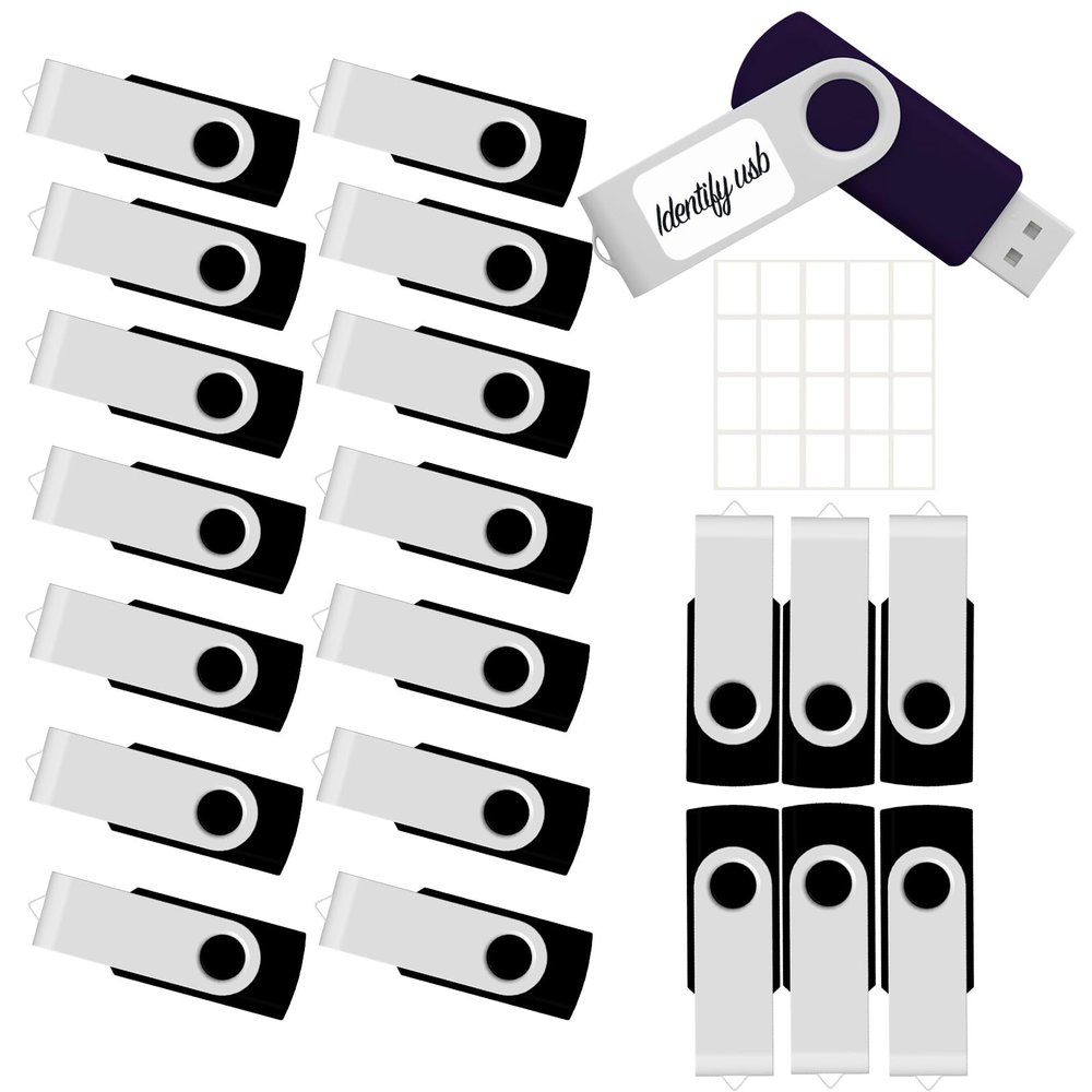 2GB USB Flash Drive 20 Pack JBOS Thumb Drives 2 GB USB Drives Memory Stick Swivel 2G Gig Stick USB2.0 Pen Drive for Date Storage, 2 Gig UBS Flash Drive, Zip Drive, Jump Drive, USB Stick, Black