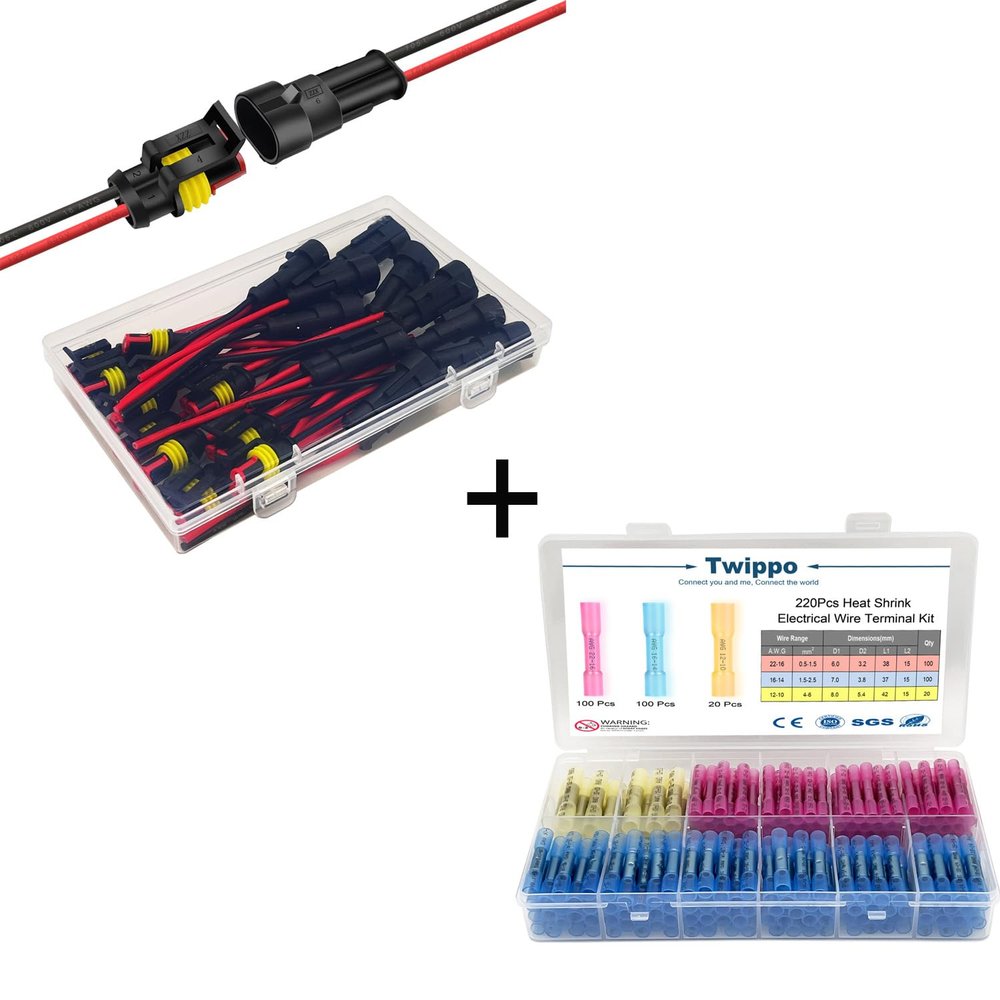 10 Kit 2 Pin Connector and 220Pcs Butt Connector