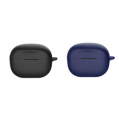 2 Pack DAYJOY Soft Silicone Protective Case Cover Compatible with Soundcore Life Note 3i Earbuds, Protective Skin Sleeve with Carabiner (Black+Blue)
