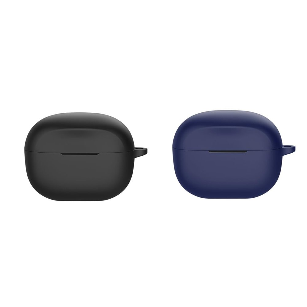 2 Pack DAYJOY Soft Silicone Protective Case Cover Compatible with Soundcore Life Note 3i Earbuds, Protective Skin Sleeve with Carabiner (Black+Blue)