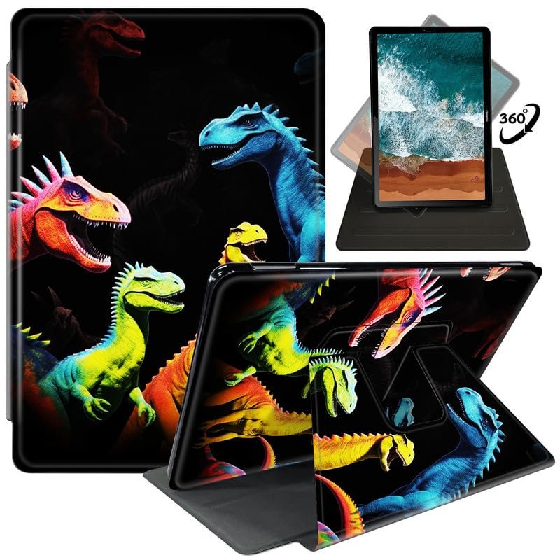 FUYOCWE for Kindle Scribe 10.2 inch Tablet Case (1st Generation,2022 Release),360 Degree Rotating Stand Smart Cover for Amazon Kindle Scribe 1st Gen 10.2" E-Reader-Colorful Dinosaurs