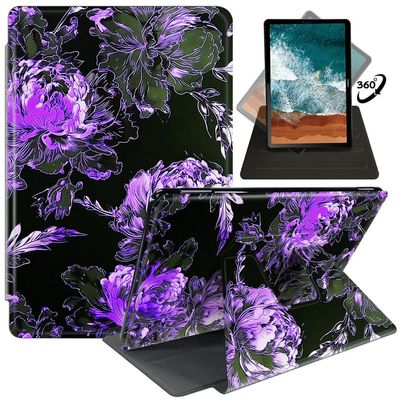 FUYOCWE for Kindle Scribe 10.2 inch Tablet Case (1st Generation,2022 Release),360 Degree Rotating Stand Smart Cover for Amazon Kindle Scribe 1st Gen 10.2" E-Reader-Purple Peony Flowers Drawing