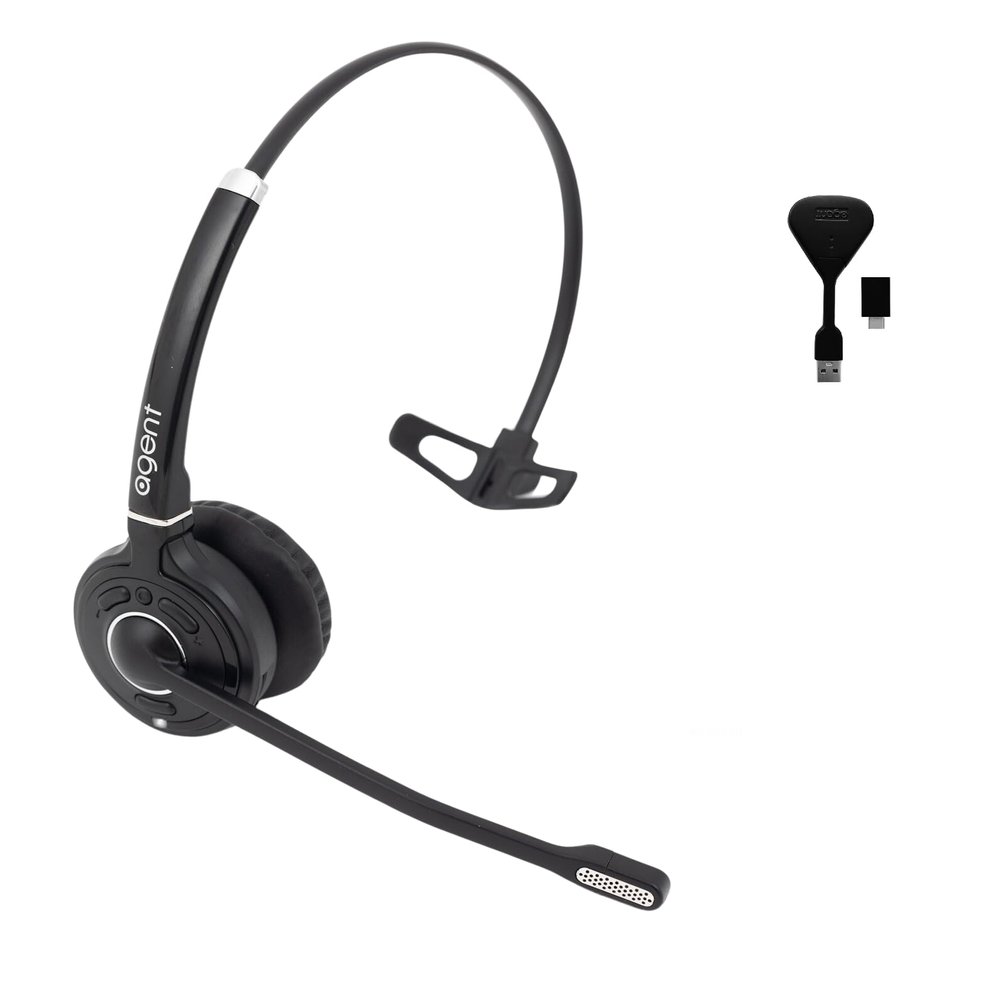 TruVoice Agent AW30 Wireless Headset with Extended Range DECT Wireless USB Dongle I Range of up to 350ft I Noise Canceling Microphone and HD Audio I Compatible with All Computers and Softphones.