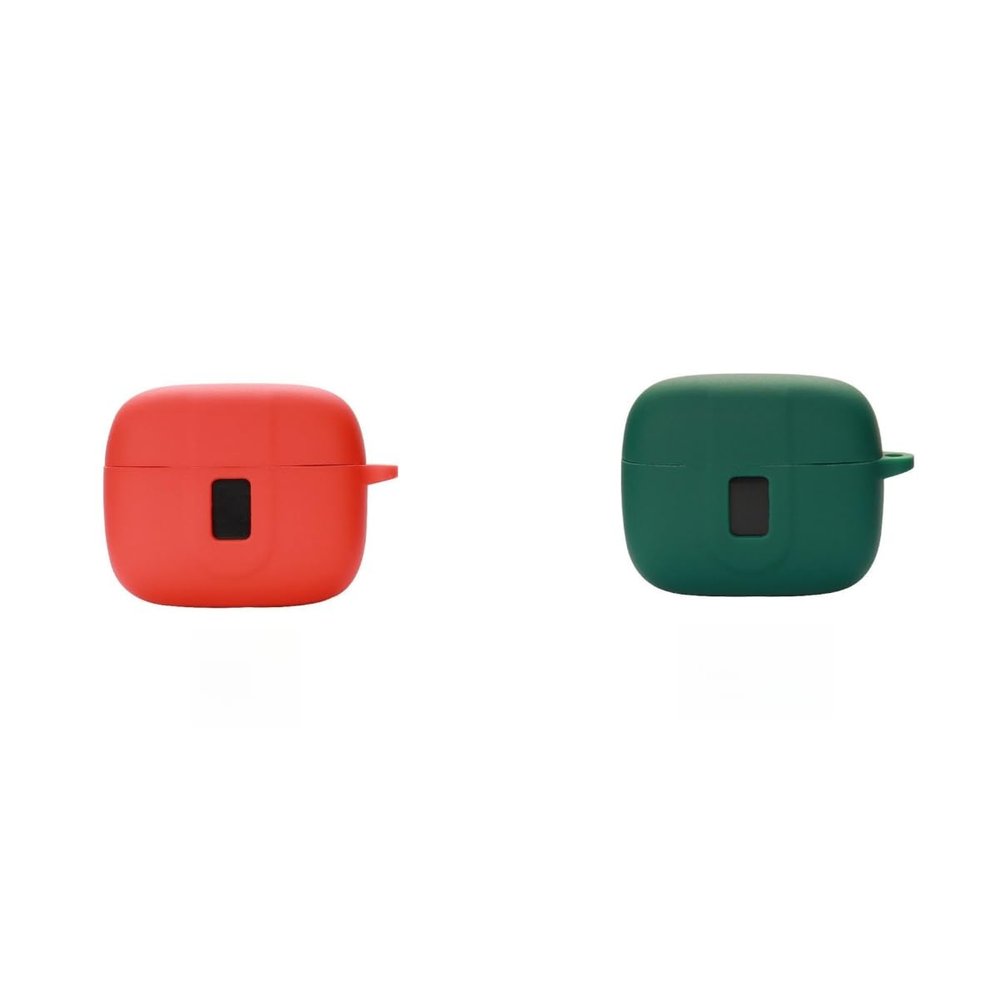 2 Pack DAYJOY Soft Silicone Protective Case Cover Compatible with TAGRY X08 Earbuds, Protective Skin Sleeve with Carabiner (red+Green)