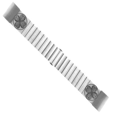 NICKSTON Four Leaf Clover Engraved Band Compatible with Garmin Foretrex 601 701 Quatix 3 6X 7X D2 Tactix 7 Pro Bravo Charlie Delta Silver Stainless Steel Strap S-SR1-A26 (6.5" (165mm) Wrist Size)