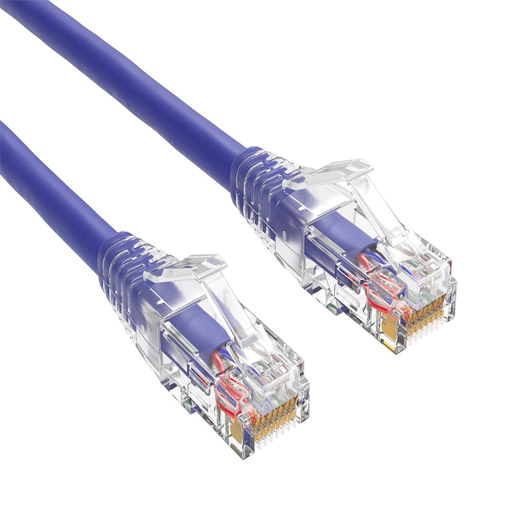 CableLeader 3ft Cat 6 24 AWG UTP Snagless Ethernet Network Patch Cable with Clear Boot, Gold-Plated, High-Speed Data Transfer, UTP, Pure Bare Copper, Purple