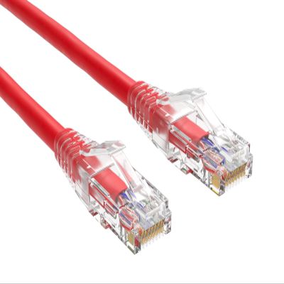 CableLeader 1ft Cat 6 24 AWG UTP Snagless Ethernet Network Patch Cable with Clear Boot, Gold-Plated, High-Speed Data Transfer, UTP, Pure Bare Copper, Red