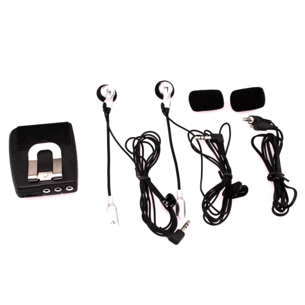 ZEZEFUFU Portable Audio Wired Headset Motorcycle Intercom Host with Headphones Kit Helmet Earphone