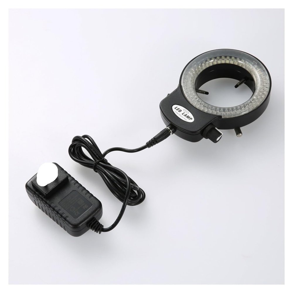 VAKUUM Lab Microscope Slides Adjustable 6500K 144 LED Ring Light Illuminator Lamp for Industry Stereo Microscope Lens Microscope Parts (Color : Black)