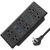 45W Recessed Power Strip, Flush Mounted Surge Protector(1200J) with 6 AC Outlets & 8 USB Ports(4 USB-C), 45Flat Plug, 6FT Flat Power Cord(Black) view 1