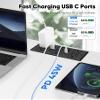 45W Recessed Power Strip, Flush Mounted Surge Protector(1200J) with 6 AC Outlets & 8 USB Ports(4 USB-C), 45Flat Plug, 6FT Flat Power Cord(Black) view 3