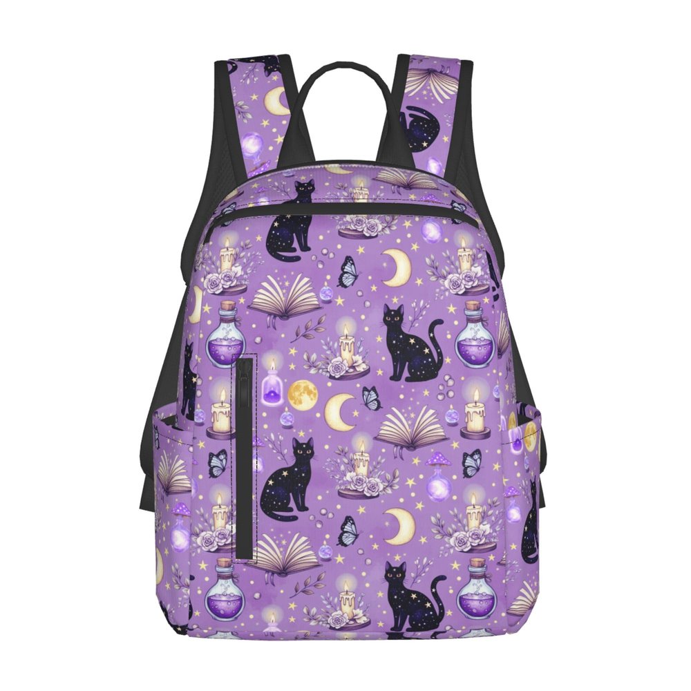 Backpack For Men And Women Laptop Backpack For Business College Travel (Witchy Witch goth black cat mushroom)