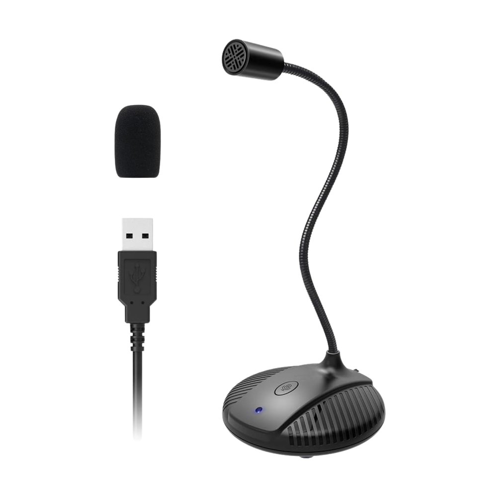 Gooseneck USB Microphone for PC - Plug & Play Computer Mic With Mute Button - Condenser Gaming Microphone - Omnidirectional USB