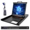1U Rack Mount KVM Console w/8 Port Cat5 KVM Switch +8 VGA to RJ45 Dongles, 19" Rackmount Monitor and Keyboard, OSD/Hotkey/Button Switching,12801024@60Hz,Support Windows, Linux, Mac and Sun view 1