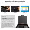 1U Rack Mount KVM Console w/8 Port Cat5 KVM Switch +8 VGA to RJ45 Dongles, 19" Rackmount Monitor and Keyboard, OSD/Hotkey/Button Switching,12801024@60Hz,Support Windows, Linux, Mac and Sun view 3