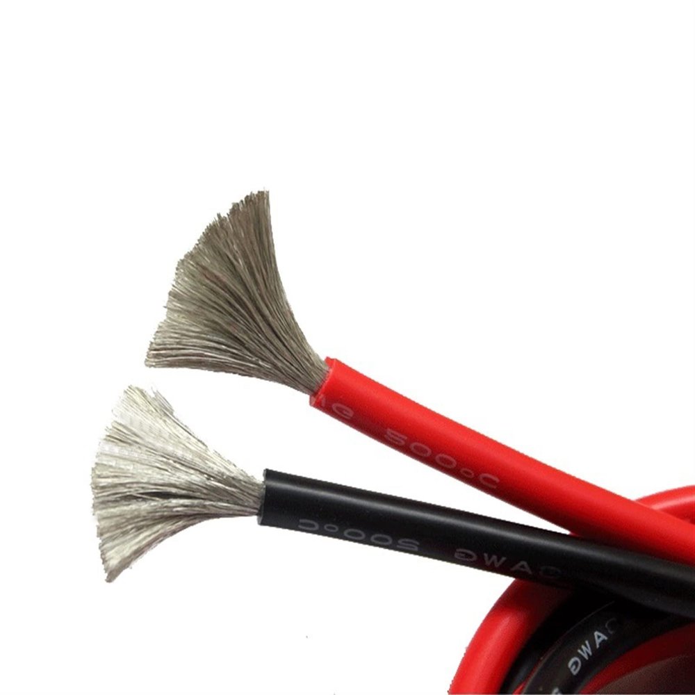 Pipe House Soft Silicone Wire Cable, 11AWG 10AWG 9AWG 8AWG 7AWG 6AWG 4AWG Wire, 35 / 50/70mm2 Heat Resistant 200 Cold Resistant -60 Soil Electronics ( Color : Half red black , Size : 10AWG 2 meters