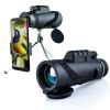 40x60 Monocular Telescope, High Power Prism Handheld Telescope with Smartphone Holder and Stand, Waterproof, HD, Easy Focus for Adults and Children HD Monocular Sight, for Bird Watching Hunting Travel