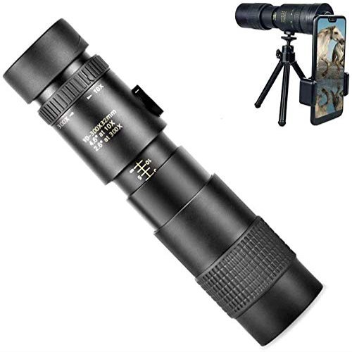 Telescope Gift 4K 10-300X40 Mm Super Telephoto Monocular Telescope with Smartphone Holder Tripod for Beach Travel/a
