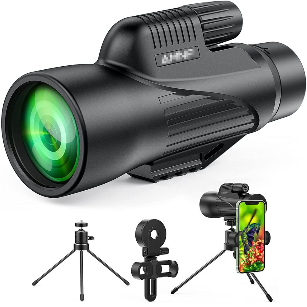 1250 Monocular Telescope, High-Definition Waterproof FMC Multilayer Coated Lens BAK4 Prism Portable Monocular Telescope with Tripod Mobile Phone Holder for Bird Watching Sightseeing