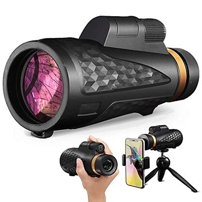 18x62 Monocular Telescope, High Power BAK4 Prism FMC Lens Monocular Compact with Clear Life Waterproof Monocular with Smartphone Adapter and T