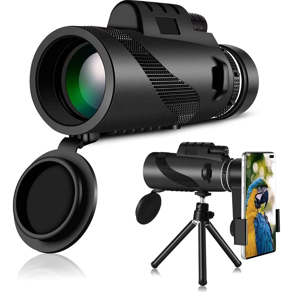 40X60 Monocular Telescope with Smartphone Holder and Stand, High-Power Prism Hand Telescope, BAK4 Prism/Waterproof/HD Lightweight Monocular for Bird-Watching Hunting