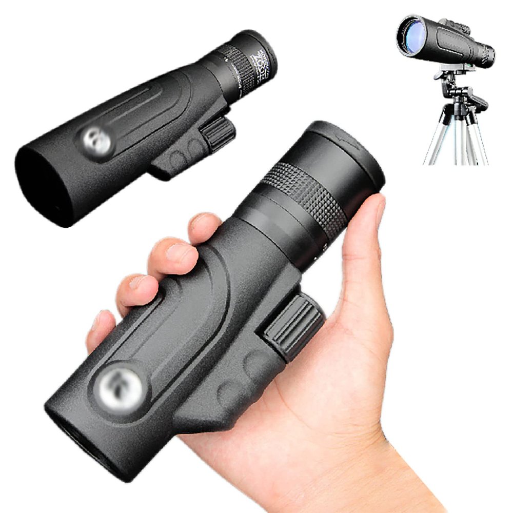 6-1642 Monocular Telescope, Zoom HD FMC Multilayer Coated Lens BAK4 Prism Portable Monocular Telescope with Tripod Mobile Phone Holder Suitable for Bird Watching Mountaineering Camping