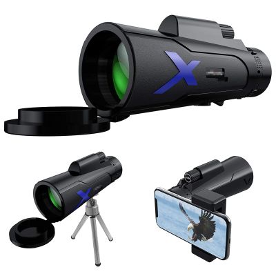 12?50 Monocular Telescope, BAK4 Prism High-Definition High Power Portable Monocular Telescope with Smartphone Holder Telescopic Stand Suitable for Adult Mountaineering Bird watching Camping Happy hous