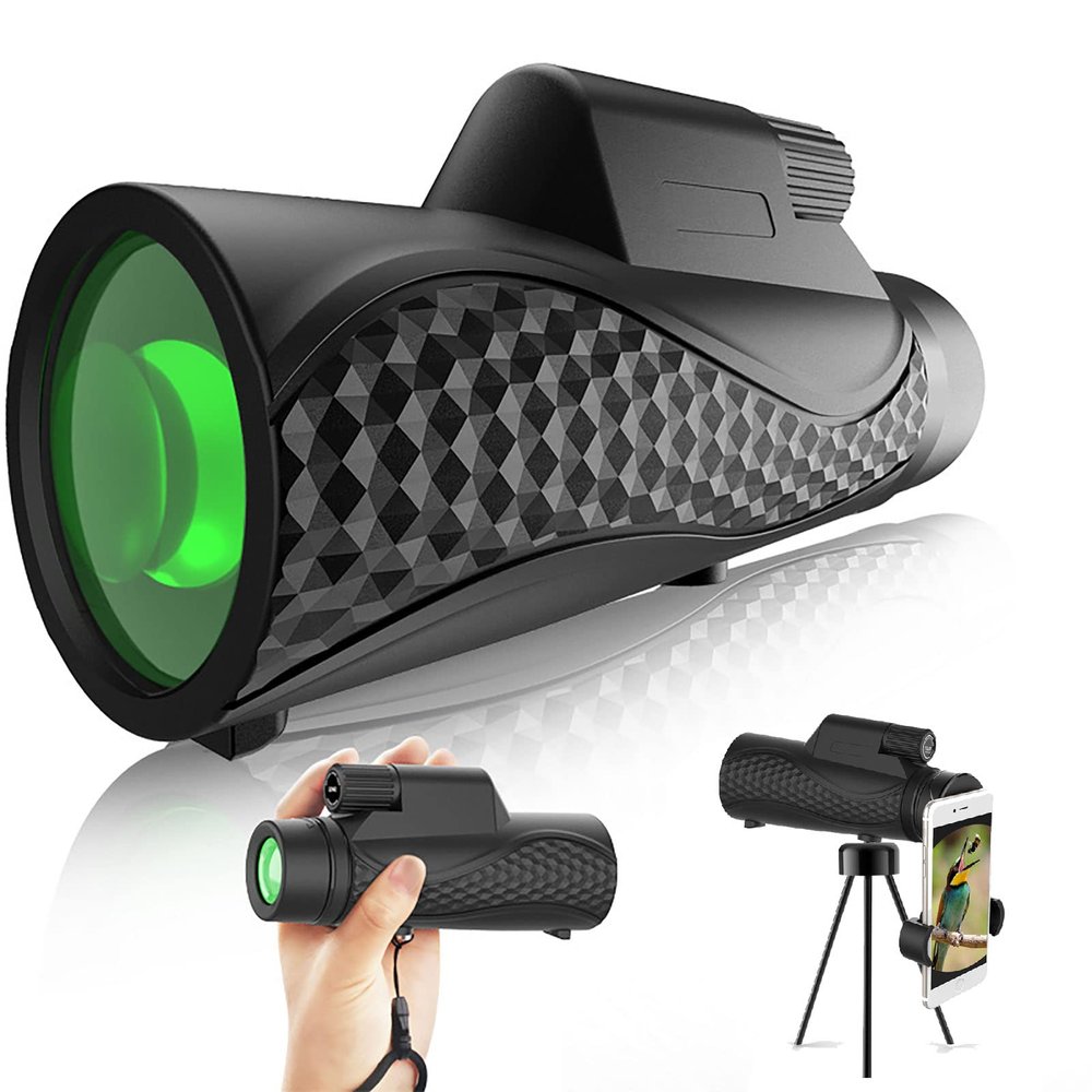 1242 Monocular Telescope with Smartphone Stand Stand High Power HD Bifocal Portable Monocular Waterproof Anti-Fog BAK4 Prism Monocular for Bird-Watching Travel Hiking