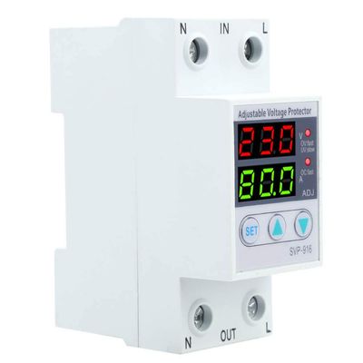 Overvoltage Protector SVP916 100130VAC Adjustable Intelligent Over and Under Voltage Limiting Current Protector Delay Computer Protectors (40A)