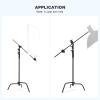 Soonpho 50 inch Extension Grip Boom Arm for Heavy Duty C Stand,Solid Grip Pole with 1/4 & 3/8 Thread for Softbox,Reflector,Umbrella,Flags, Diffusion and Other Studio Photography Equipments(Black) view 4