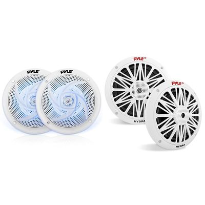 Pyle Marine Speakers - 4 Inch and 6.5 Inch 2 Way Waterproof and Weather Resistant Outdoor Audio Stereo Sound System (White)