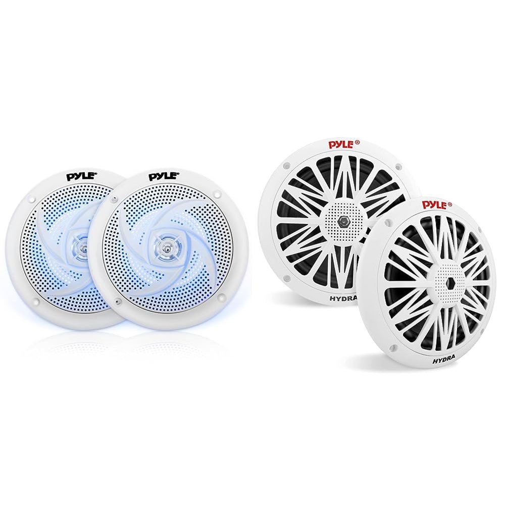 Pyle Marine Speakers - 4 Inch and 6.5 Inch 2 Way Waterproof and Weather Resistant Outdoor Audio Stereo Sound System (White)