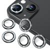 AGVEE 3+3 6 Pack for iPhone 15 6.1" / 15 Plus 6.7" Camera Lens Protector, Bling Diamond & Bling Glitter Metal Ring 9H Tempered HD Glass Camera Cover Film, Bling-Black view 1