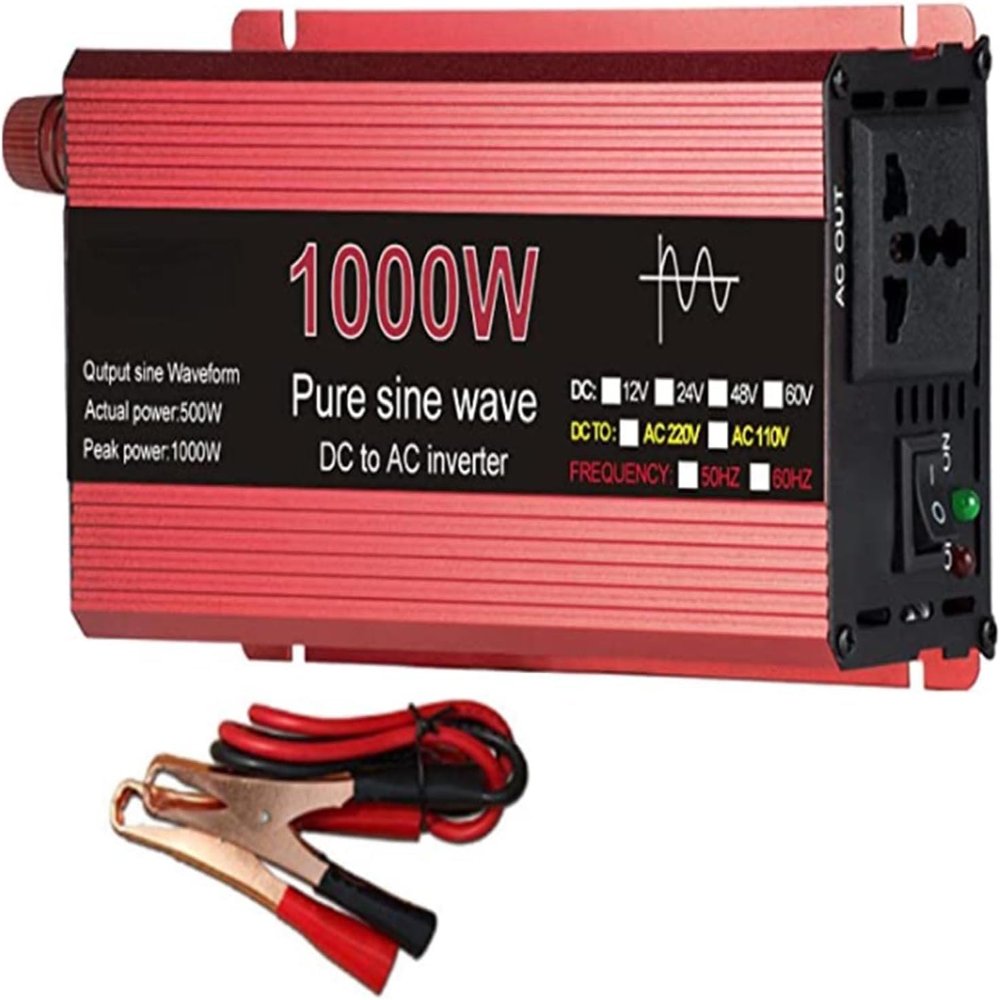 1000W 1600W 2200W 3000W Pure Sine Wave Inverter 12V/24V DC to AC 110V120V Car Converter Power Inverter with LCD Display and Cooling Fans for Car RV Solar Panel (12Vto110V,1000W)
