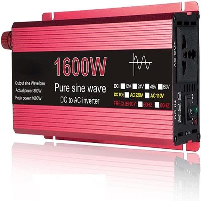 1000W 1600W 2200W 3000W Pure Sine Wave Inverter 12V/24V DC to AC 110V120V Car Converter Power Inverter with LCD Display and Cooling Fans for Car RV Solar Panel (12Vto110V,1600W)