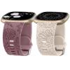Minyee 2 Packs Floral Engraved Band Compatible with Fitbit Versa 4/Versa 3/Sense 2/Sense Band Women, Cute Silicone Dandelion Sunflower Design Soft Sport Fancy Summer Strap for Sense 2 view 1