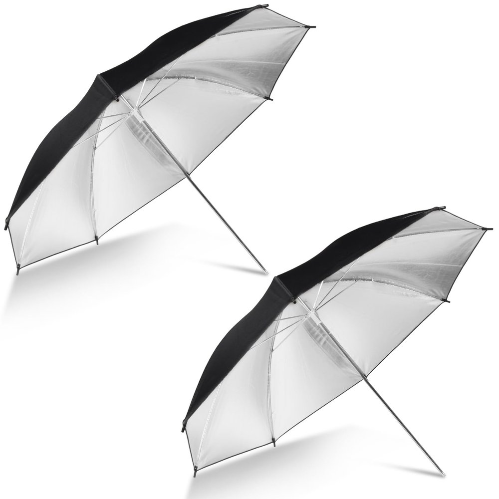 [2 Pack] 33" Black/Silver Reflector Umbrella Kit,Photography Umbrella Lighting Reflector for Contrast, Concentrative Light,Studio/Outdoor Photo and Video Lighting Accessories (2 * 33" Black)