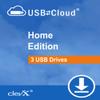 ClevX USBtoCloud - Home - Automatic Cloud Backup for portable drives - 1 year, up to 3 portable USB Flash drives or external HDD/SSD devices view 1