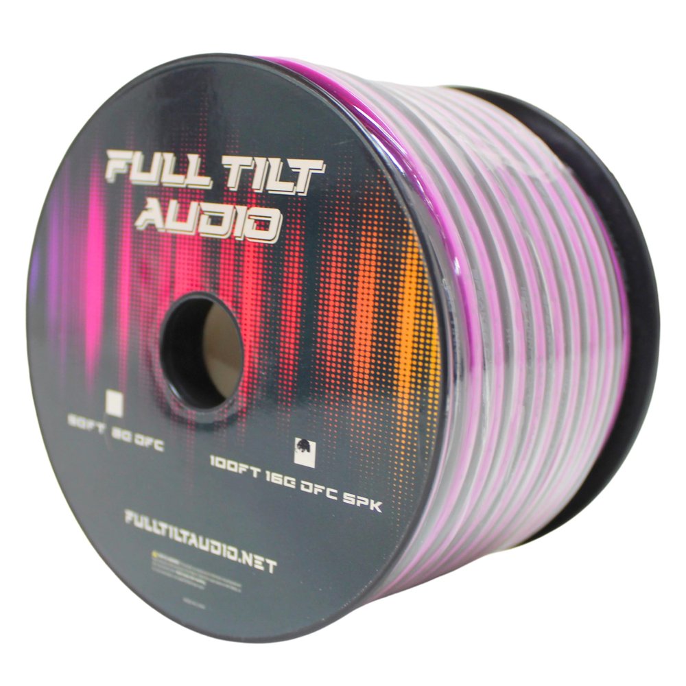 Full Tilt Audio 16GA Tinned Oxygen Free Copper Speaker Wire Pink/Black Lot (10 Foot Coil)