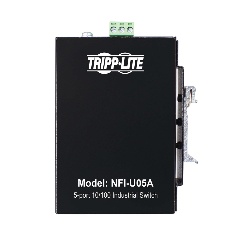 Tripp Lite 5-Port Industrial Ethernet Switch with Ethernet/IP Quality of Service (EIP QoS), 100 Mbps, Unmanaged, DIN Rail & Wall Mounting, -40 to 75C Temperature Range, 3-Year Warranty (NFI-U05A)