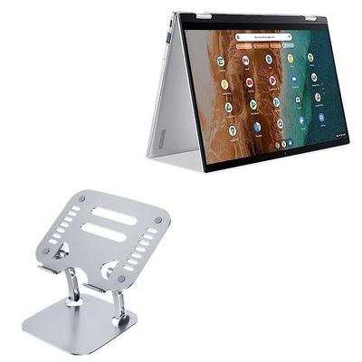 BoxWave Stand and Mount Compatible with Acer Chromebook Enterprise Spin 514 (CP514-2H) - Executive VersaView Laptop Stand, Ergonomic Adjustable Viewing Angle Metallic Riser - Metallic Silver